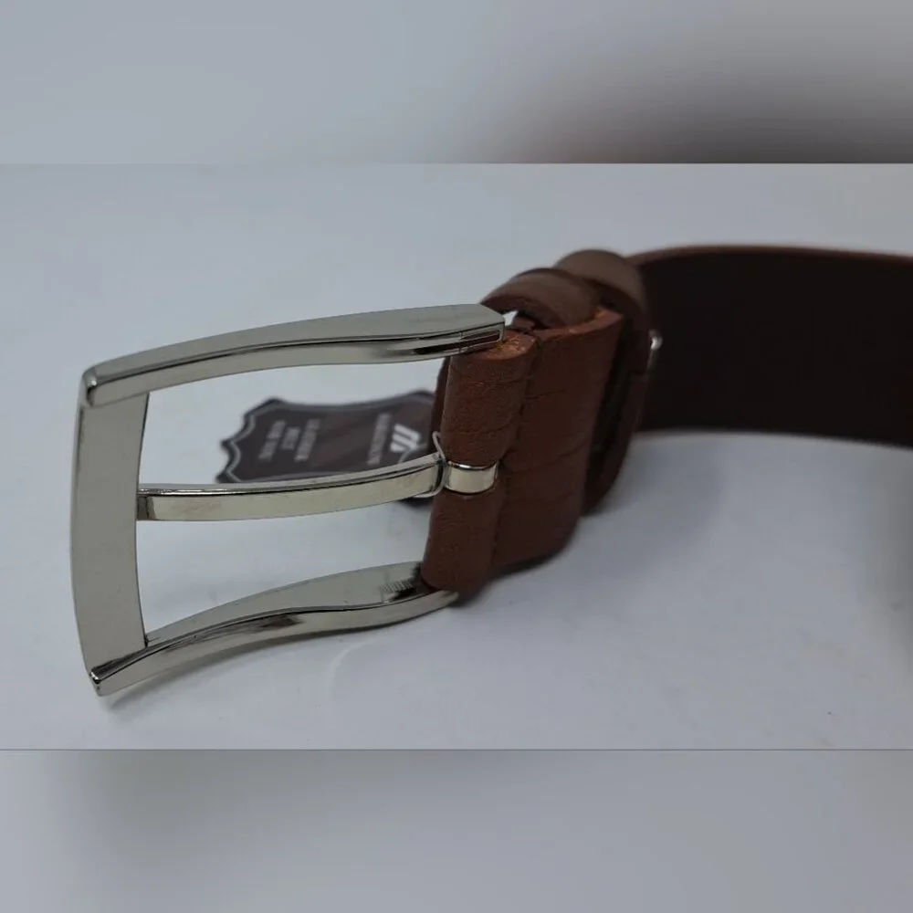 NWT Marathon Men's Leather Belt Brown Silver Buckle Size 41-45